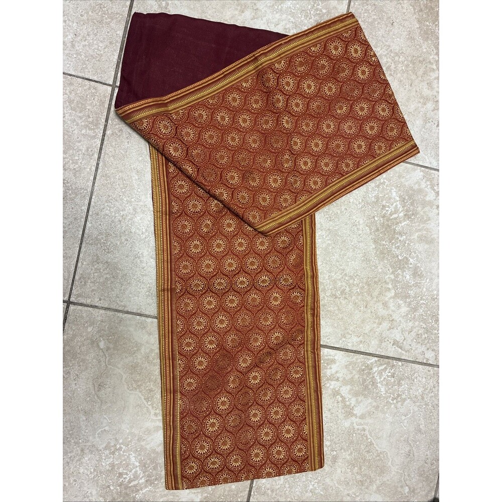 VTG Pier 1 Imports Gold rust Medallion Sunburst Table Runner 14” x 72